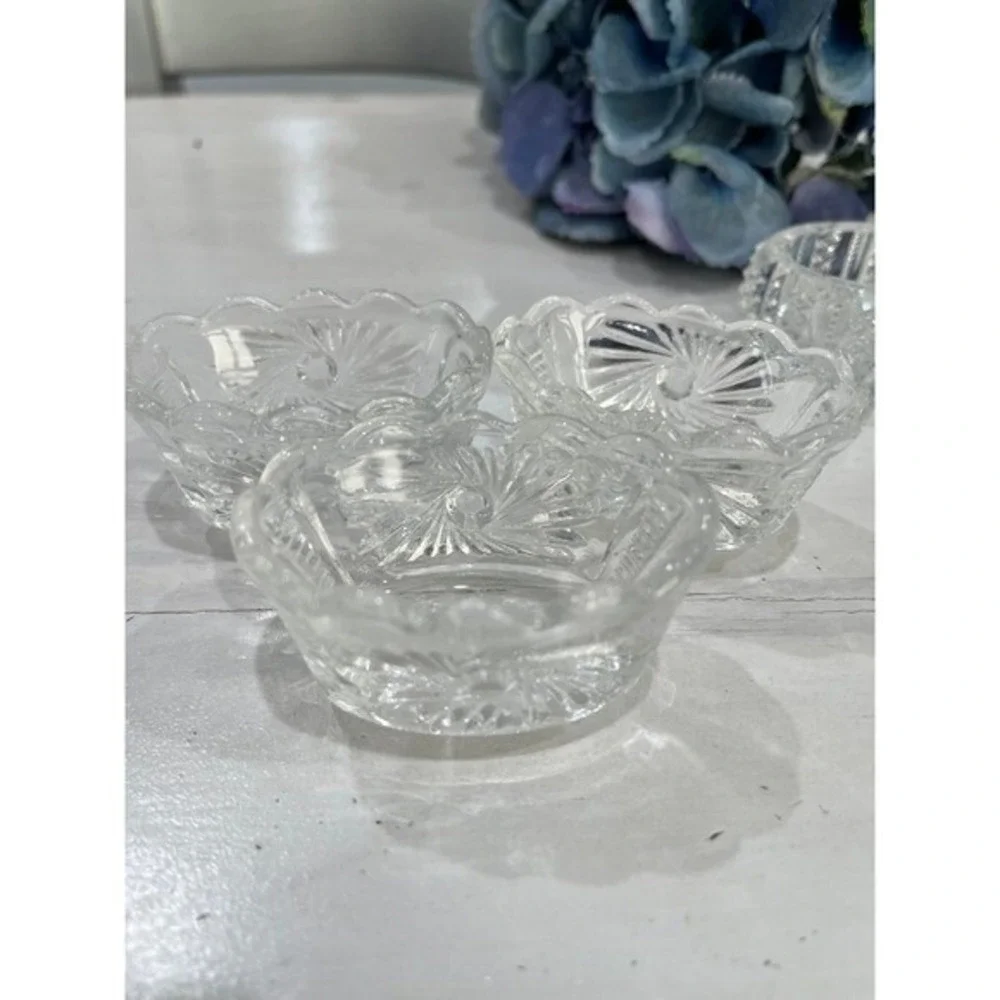 Vintage oval Glass Salt Cellar bundle of‎ 5 Open Salt cellars